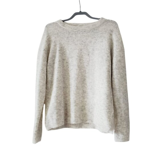 In Wear Denmark Mohair Knit Heathered Grey Wide Neck Minimalist Cozy Sweater L - Picture 2 of 8